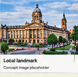 Discovery card showing a local landmark, with baked card title and placeholder sublabel.